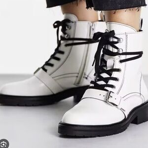 All Saints Women's Boots White 8M Donita Calf Leather ZW0007